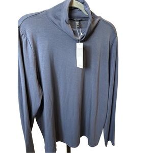 Eileen Fisher XL Scrunch Neck Top Turtle Neck Blue Mineral NEW